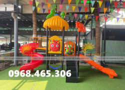 Bộ cầu trượt liên hoàn trẻ em ngoài trời, cầu trượt mầm non