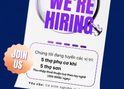 Cần tuyển 5 thợ cơ khí và 5 thợ sơn có kinh nghiệm