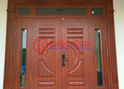 Cửa thép vân gỗ cửa chính 4 cánh