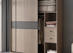 Tủ Áo Gỗ Công Nghiệp MDF Cửa Lùa Màu Nâu Gỗ Sồi