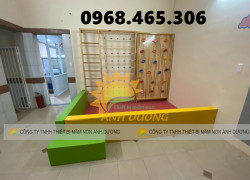 Thang leo gỗ mầm non, thang leo xà đu vận động trẻ em