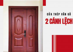 Cửa Thép Vân Gỗ 2 Cánh Lệch Mới