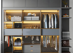 Tủ Áo Cánh Kính Gỗ CN MDF Màu Xám