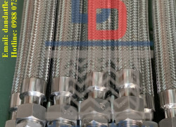 Ống dẫn dầu thủy lực bọc lưới inox DN25, Ống tuy ô thủy lực, Khớp nối mềm inox rắc co, khop noi mem