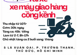 Tuyển nam giao hàng cồng kềnh bằng xe máy