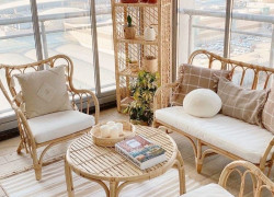 Sofa mây decor phòng khách