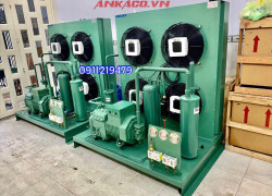 lắp đặt cụm máy nén dàn ngưng Bitzer 15hp  4PES-15Y cho hệ thống lạnh công nghiệp