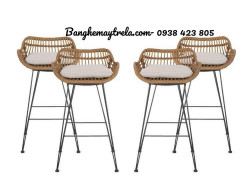 Ghế quầy bar chân sắt mây nhựa