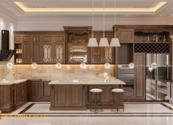 Tủ Bếp Gỗ Tự Nhiên Cao Cấp Sang Trọng