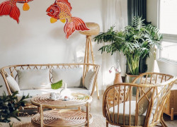 Ghế băng sofa mây tre đan