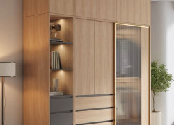 Tủ Quần Áo Cánh Kính Gỗ Công Nghiệp MDF Cửa Lùa Sang Trọng