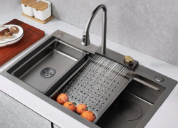 Chậu Rửa Chén 1 Hộc Vòi Dây Rút Nano Xám MTCR-C51