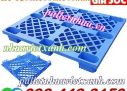 Pallet nhựa cốc 9 chân 1200x1000x140mm xanh dương