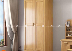 Tủ Quần Áo Gỗ Sồi Phủ Sơn Tự Nhiên Thanh Lịch
