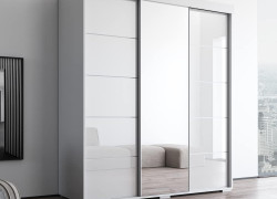 Tủ Quần Áo Gỗ Công Nghiệp MDF Cánh Lùa Màu Trắng