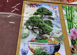 Tranh gạch cây xanh bonsai 3d