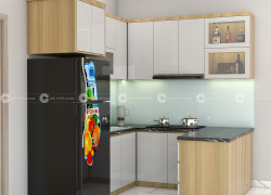 Tủ Bếp Gỗ Công Nghiệp Phủ Melamine Chữ U
