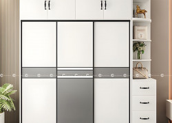 Tủ Quần Áo Gỗ MDF Cửa Lùa Có Kệ Trang Trí Hiện Đại