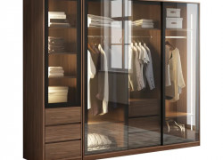 Tủ Áo Cánh Kính Gỗ Công Nghiệp MDF Màu Nâu Vân Gỗ Hiện Đại