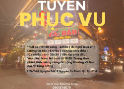 Cần tuyển nhân viên phục vụ Nam Nữ tuổi từ 16-35
