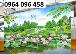 Tranh gạch 3d ốp tường hoa sen - DSX32