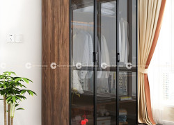Tủ Áo Cánh Kính Tone Nâu Cổ Điển Sang Trọng Tinh Tế