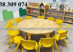 Bàn gỗ mẫu giáo, bàn gỗ mầm non, bàn học gỗ cho bé mầm non