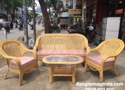 Bàn ghế sofa mây tự nhiên lưới mắt cáo