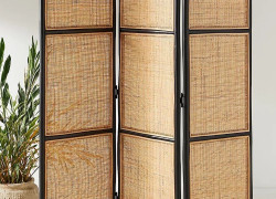 Bình phong mây khung đen kết hợp lưới