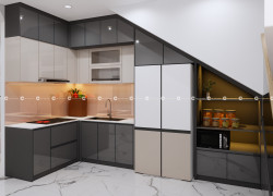 Tủ bếp MDF Phối Màu Thanh Lịch Và Thiết Kế Tối Ưu
