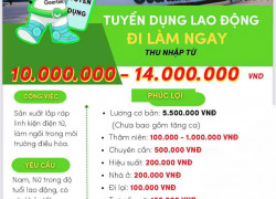 Tuyển LĐPT lắp ráp linh kiện điện tử làm tại TP Bắc Ninh