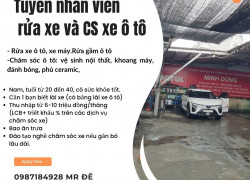 TUYỂN THỢ RỬA XE & CHĂM SÓC XE Ô TÔ THU NHẬP TỪ 6-10TR