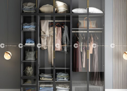 Tủ Áo Cánh Kính Tone Xám Hiện Đại Thiết Kế Đẳng Cấp