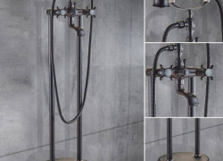 Vòi Sen Bồn Tắm Đặt Sàn Nóng Lạnh Đen CODOR SC9037