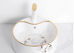 Lavabo Đặt Bàn Tròn Hoa Văn MTLA-07BH