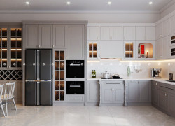 Tủ Bếp Gỗ Xoan Đào Tự Nhiên Thiết Kế Thanh Lịch