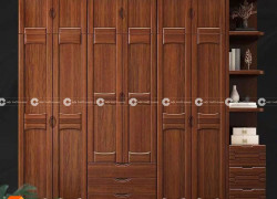 Tủ Quần Áo Gỗ Gõ Đỏ Tự Nhiên Thiết Kế Tinh Tế