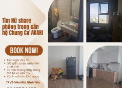 Tìm Nữ share phòng trong căn hộ Chung Cư AKARI 77 Võ Văn Kiệt, Bình Tân