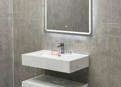 Bàn Đá Lavabo 2 Tầng Mắt Sứ Trắng Tràn Viền 80cm