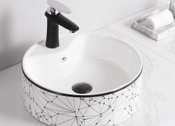 Lavabo Đặt Bàn Đá Tròn Trắng  MTLA-75.