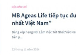 Công ty Bảo Hiểm MB Ageas Life (Thuộc tập đoàn Ngân hàng Quân Đội) tuyển dụng