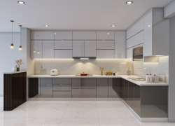 Tủ Bếp Acrylic Chữ L Kịch Trần Tối Ưu Không Gian