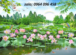 Tranh gạch 3d hoa sen - SXZ3