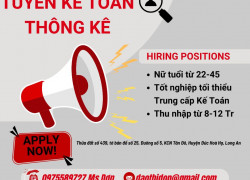 Công ty cổ phần SX- TM- DV Minh Anh tuyển kế toán thống kê