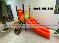 Cầu trượt máng nhựa đôi nhập khẩu, cầu trượt trẻ em ngoài trời