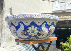 chậu dán miểng long phụng tranh châu , song long