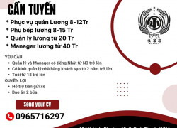 Quán thit cừu nướng và Quán izakaya Maruco cần tuyển