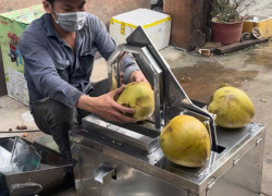 MÁY BỔ ĐÔI DỪA TƯƠI TỰ ĐỘNG - MÁY CHẺ DỪA - MÁY CHẶT DỪA BẰNG ĐIỆN