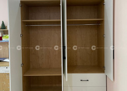 Tủ Quần Áo Gỗ Công Nghiệp MDF Cánh Mở Màu Trắng Hiện Đại