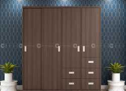 Tủ Quần Áo Cửa Lùa Gỗ Công Nghiệp MDF Phủ Melamine